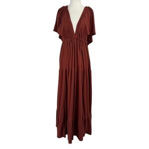 Elegant Rust Maxi Dress